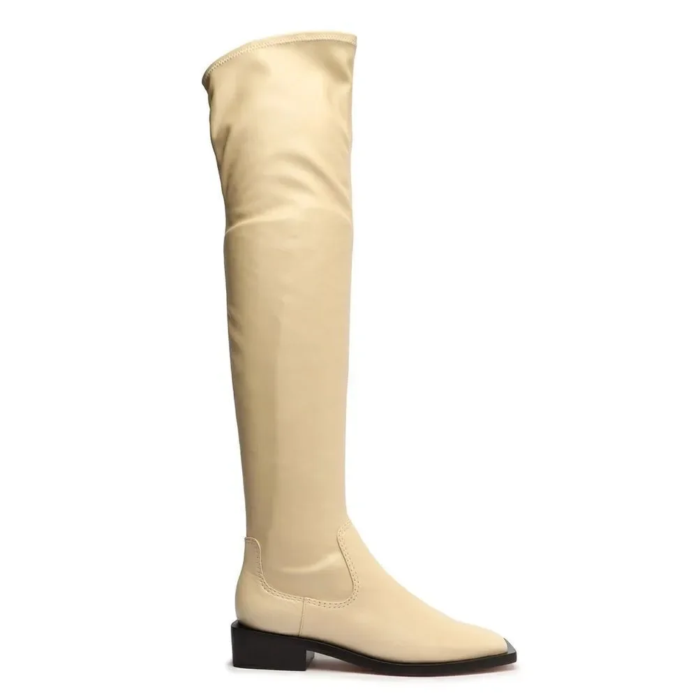 Revolve Schutz GUILY UP LEATHER BOOT in EGGSHELL